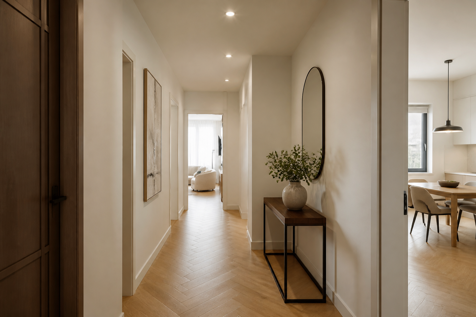 Renovated apartment hallway