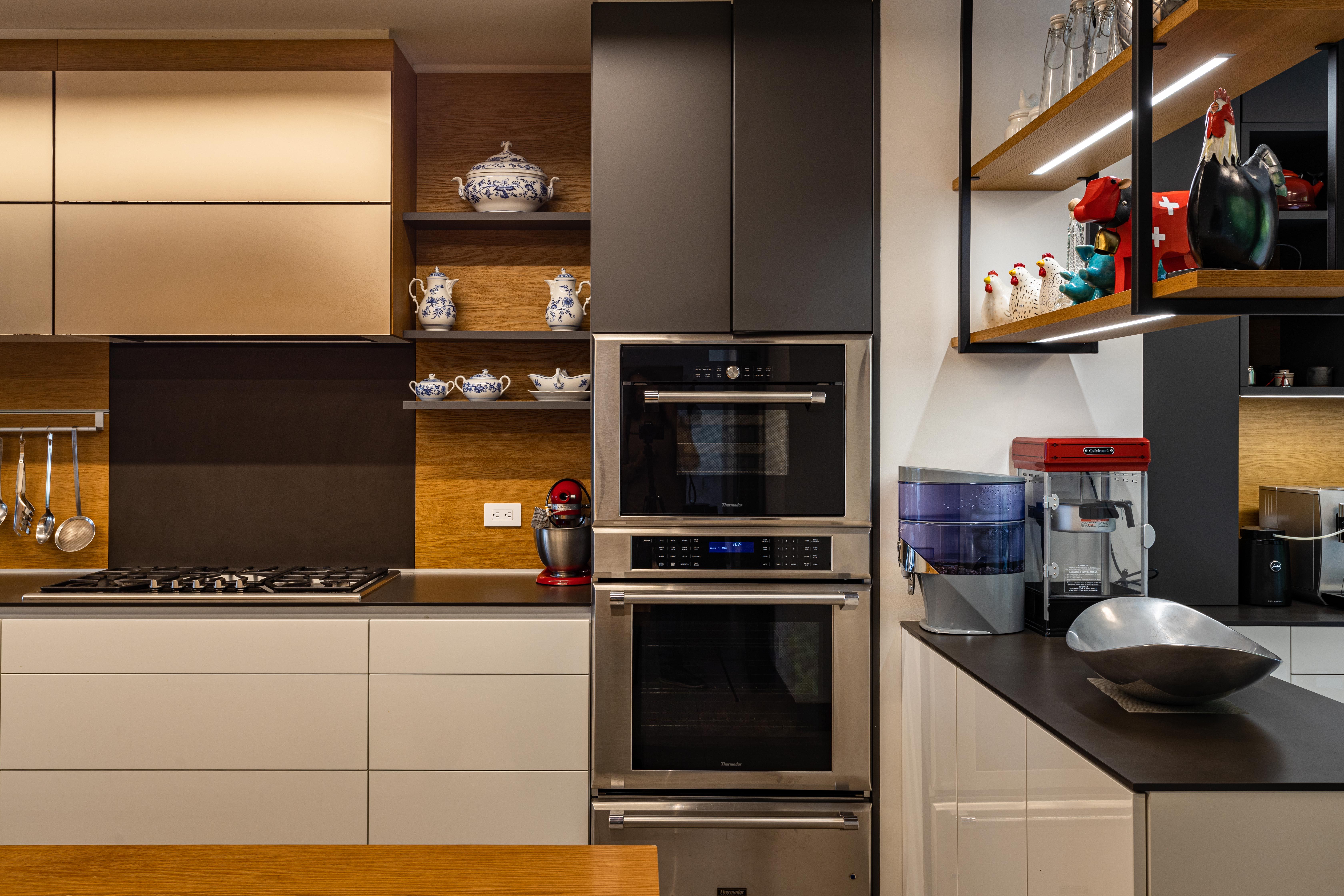 Modern renovated kitchen with matte white cabinets