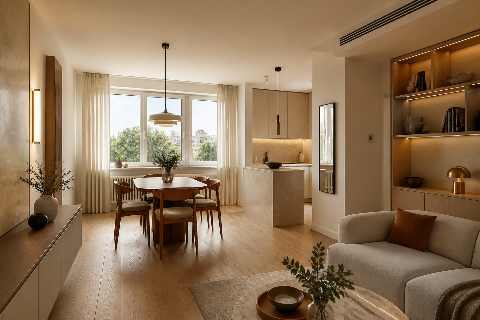 Renovated open-plan living area